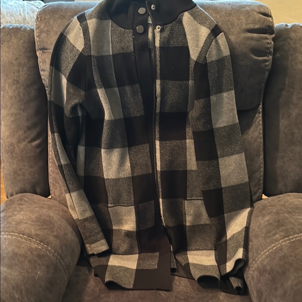 Black and Gray Plaid Jacket